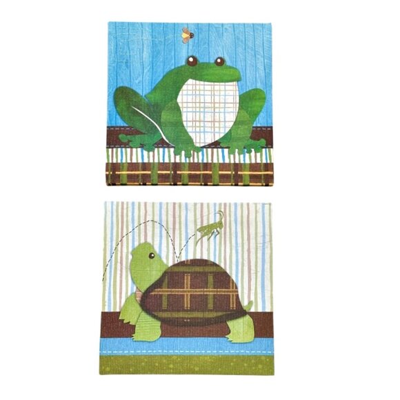 Oopsy Daisy Too Backyard Friends Canvas Wall Art Set of 2 Frog Turtle 10 x 10 In - Picture 4 of 8